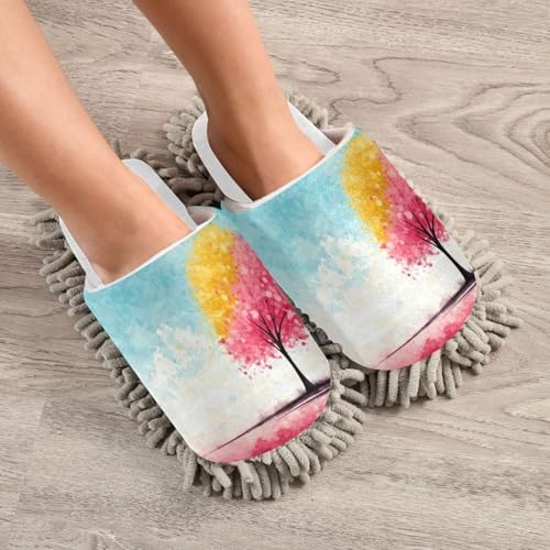 White Blue Pink Tree Mop Slippers for Kitchen Cleaning