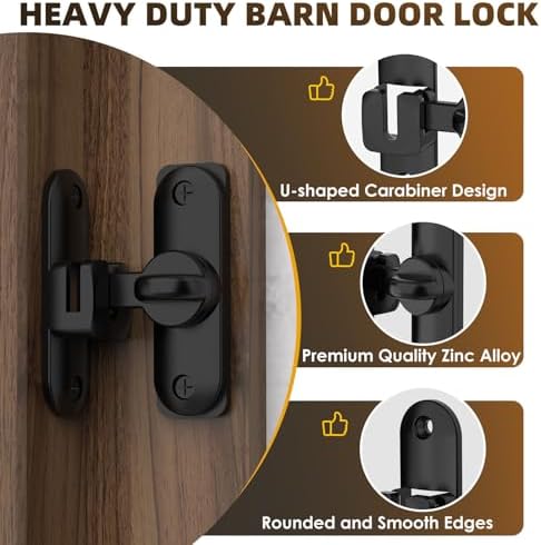 Multi-Angle Barn Door and Latch Lock Set with Zinc Alloy Surface Treatment
