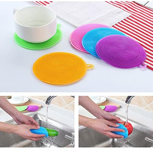 Premium Silicone Dish Scrubber Set 7PCS Safe for Oils BPA Free Heat Resistant Eco-Friendly
