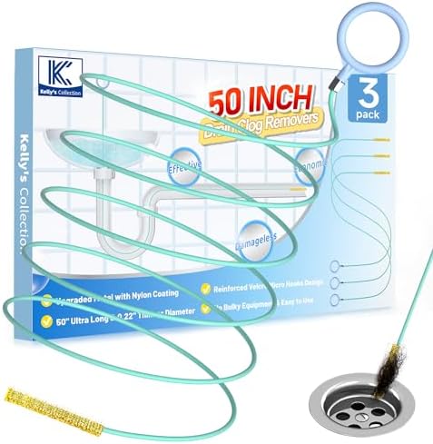 Kellys Collection 50 inch Metal Drain Snake 3 Pack for bathtub shower sink