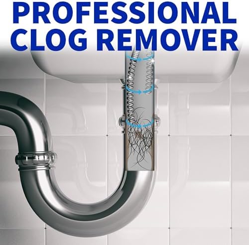 Professional Slow Drain Cleaner and Clog Remover - 10-Foot Metal Snake for Hair Food Debris and Garbage Removal