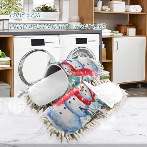 White Christmas Snowman Mop Slippers