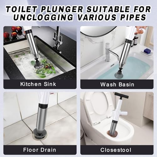 High-Pressure Toilet Plunger Visual Gauge by TAGYSH Effortless Clog Removal for Home Use