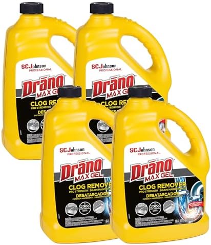 Effective 128 oz Clog Remover - Drano Max Gel with bleach 4Carton