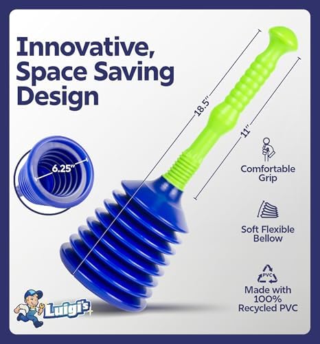 Luigis Heavy-Duty Sink Drain Plunger for Slow Drains