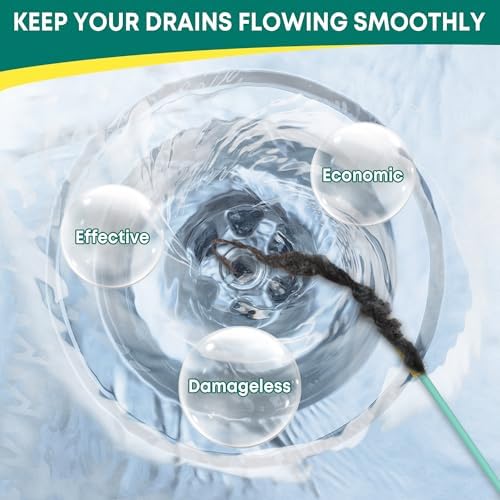 Kellys Collection 5-Piece Drain Snake Set 50-Inch Unbreakable Hair Debris Remover for Bath Shower Kitchen Pipes