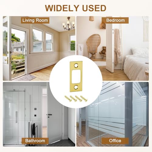 Durable stainless steel door strike plate for door jamb reinforcement Replacement for broken strike plates Gold finish