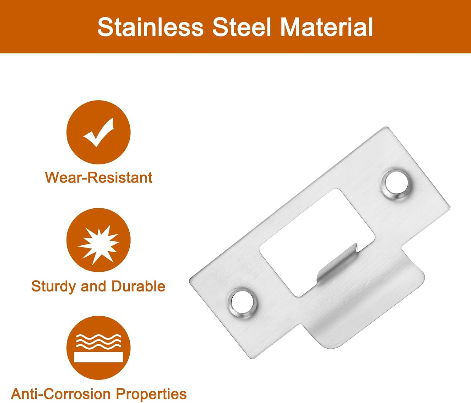 RxSSS U Xenus 2 Set Door Strike Plate Replacement Stainless Steel for Latch Reinforcement Silver