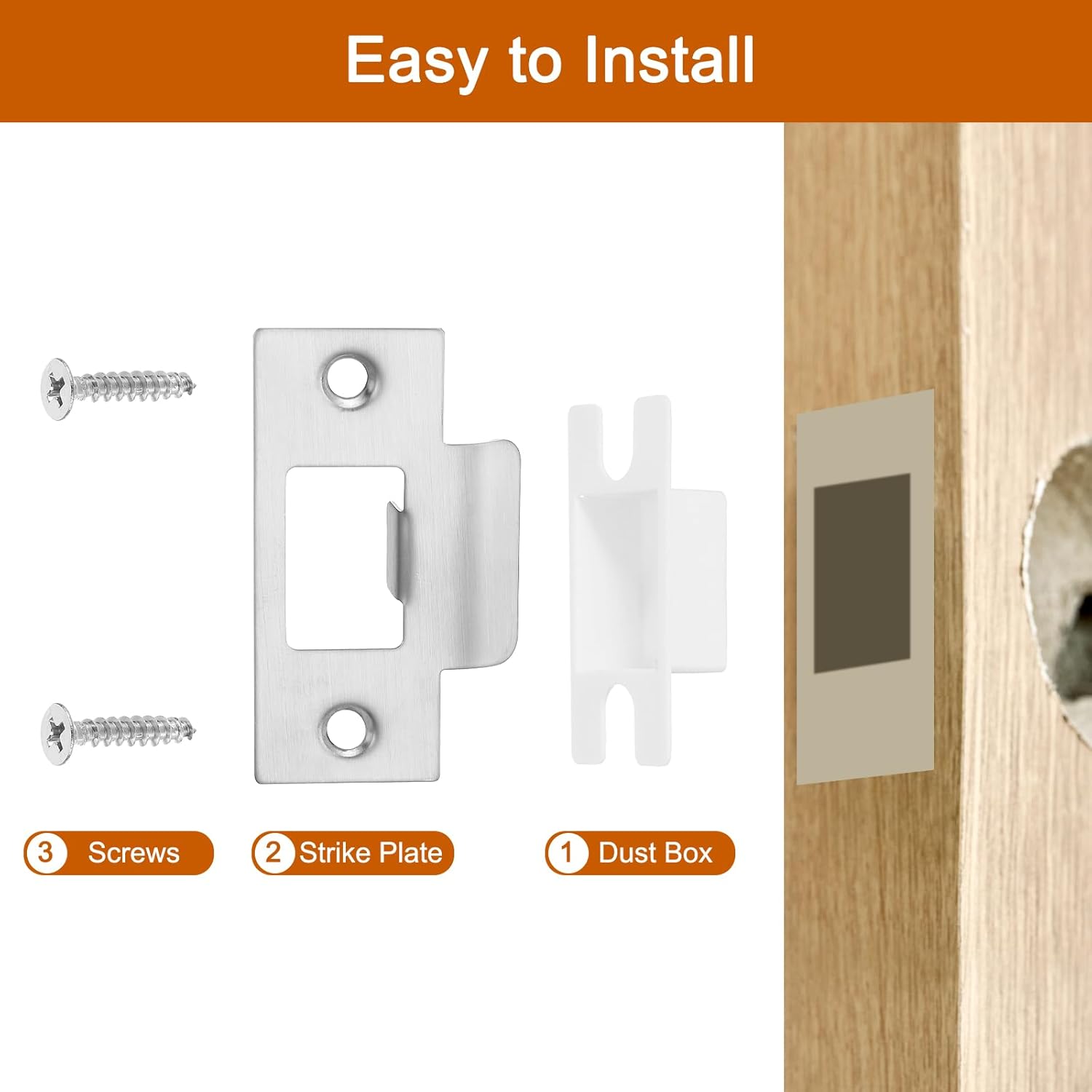 RxSSS U Xenus 2 Set Door Strike Plate Replacement Stainless Steel for Latch Reinforcement Silver