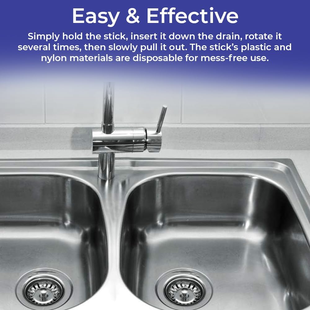 SAGEFINDS Effortless Drain Clever Flexible Drain Cleaning Sticks 195 Handle Disposable 12_pack