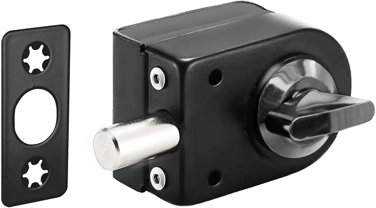 Secure Glass Door Lock - 039-047 Thick Black B105 No Drill Anti-Corrosion