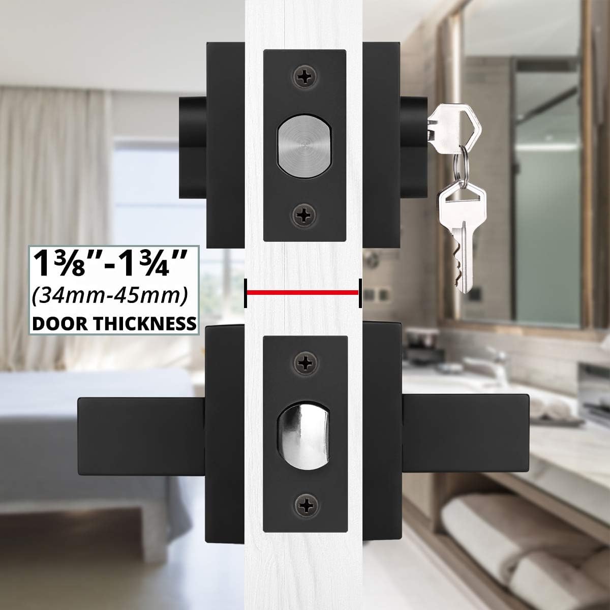Brotima 4-Pack Keyed Entry Door Lock Set Matte Black For Bedroom Front Door