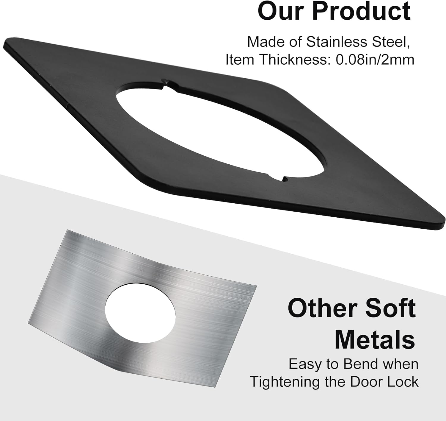 Double-Sided Adhesive Square Changed Door knob cover plate stainless steel for door handle deadbolt