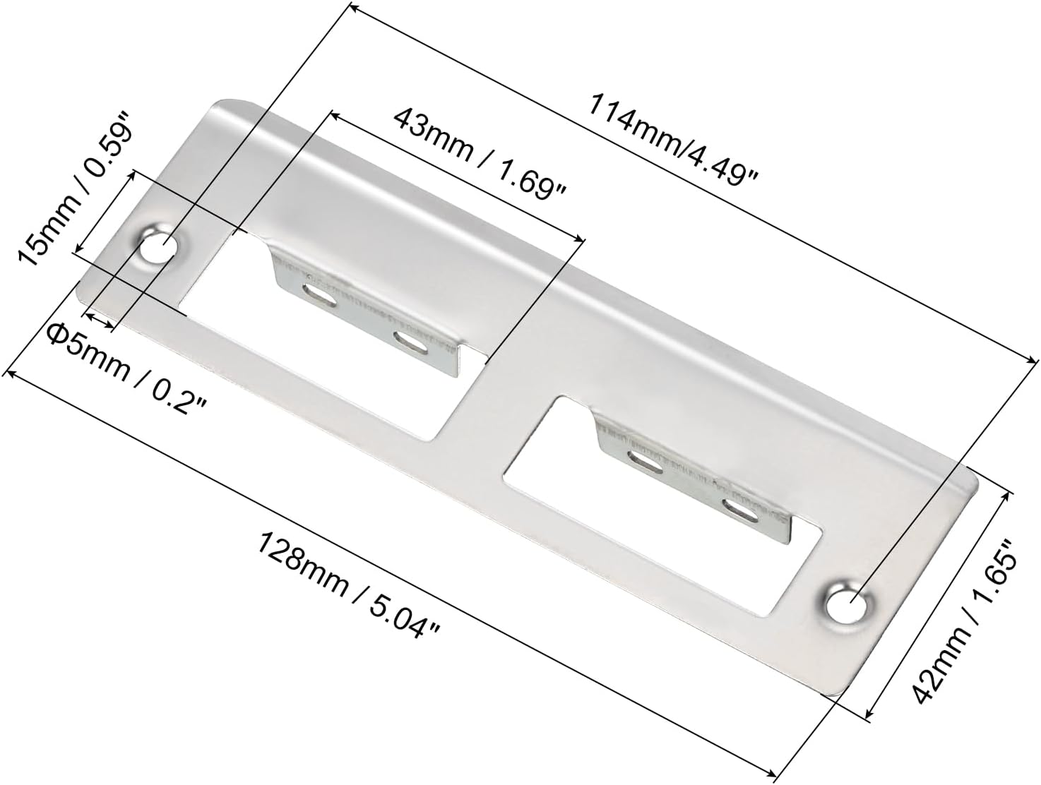 128mm X 42mm 201 Stainless Steel Latch Strike Plate for Door Frame