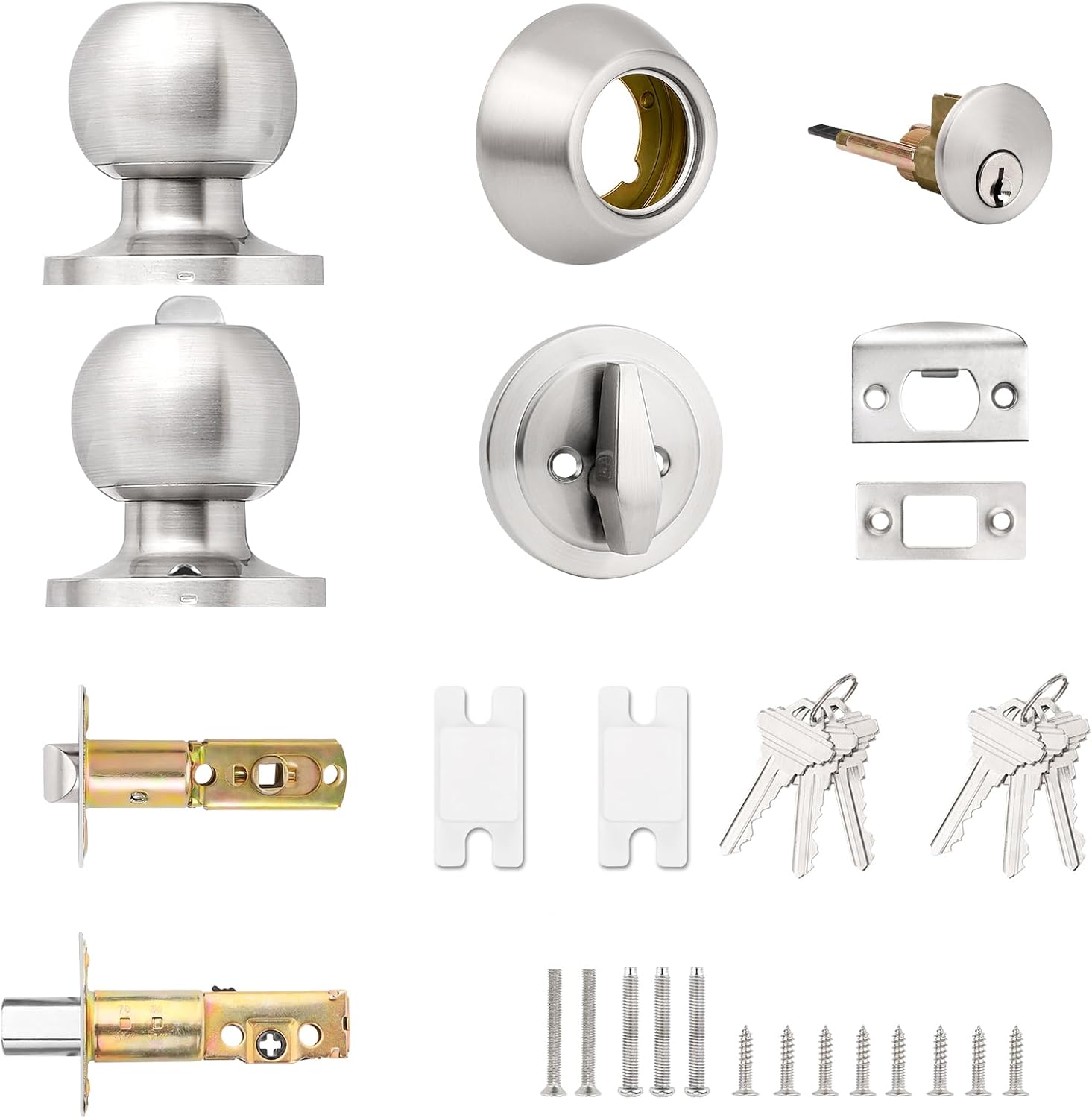 6-Pack Entry Door Knobs Deadbolts Set for Front Doors 12-Lock Set with 36 Keys Easy to Install Secure