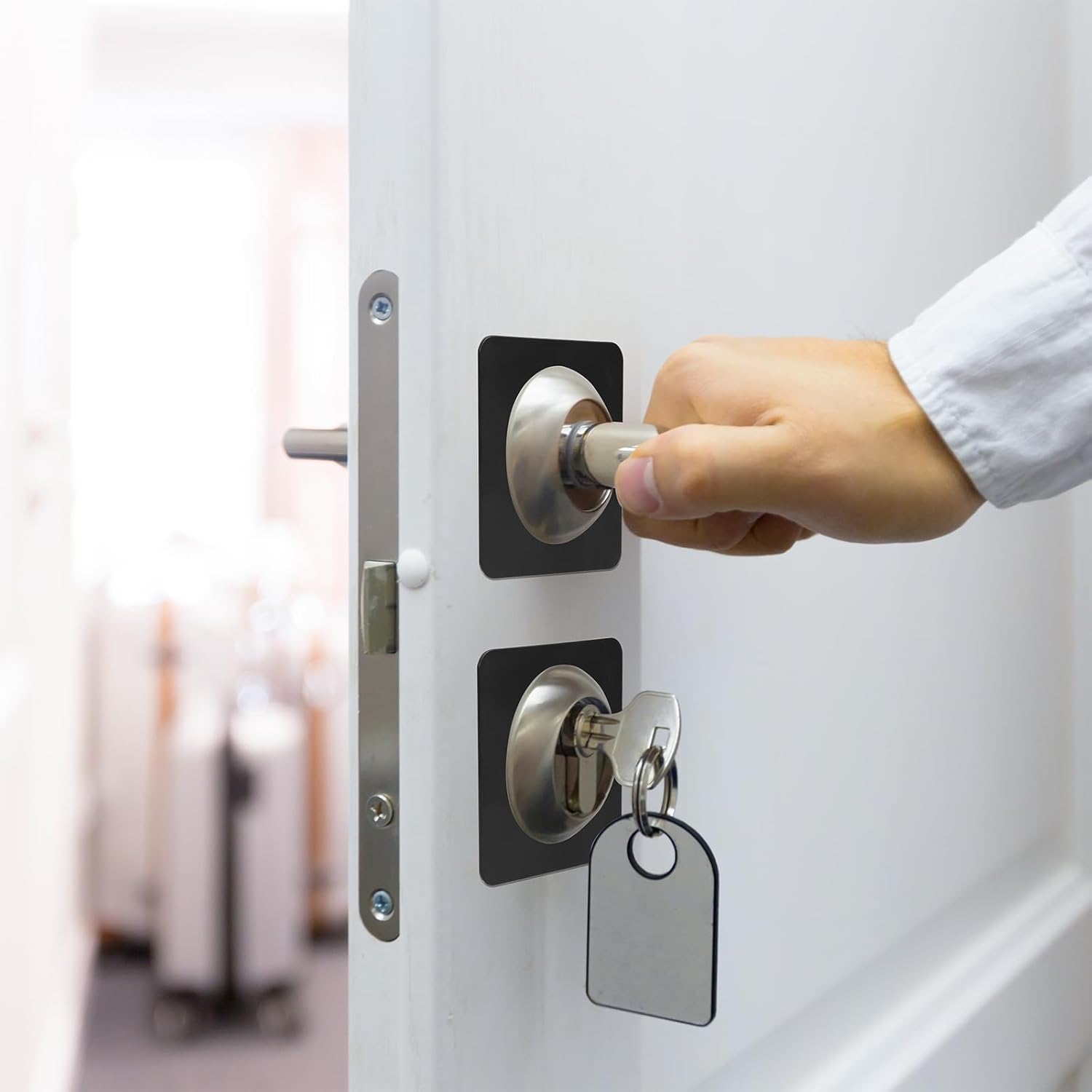 Double-Sided Adhesive Square Changed Door knob cover plate stainless steel for door handle deadbolt