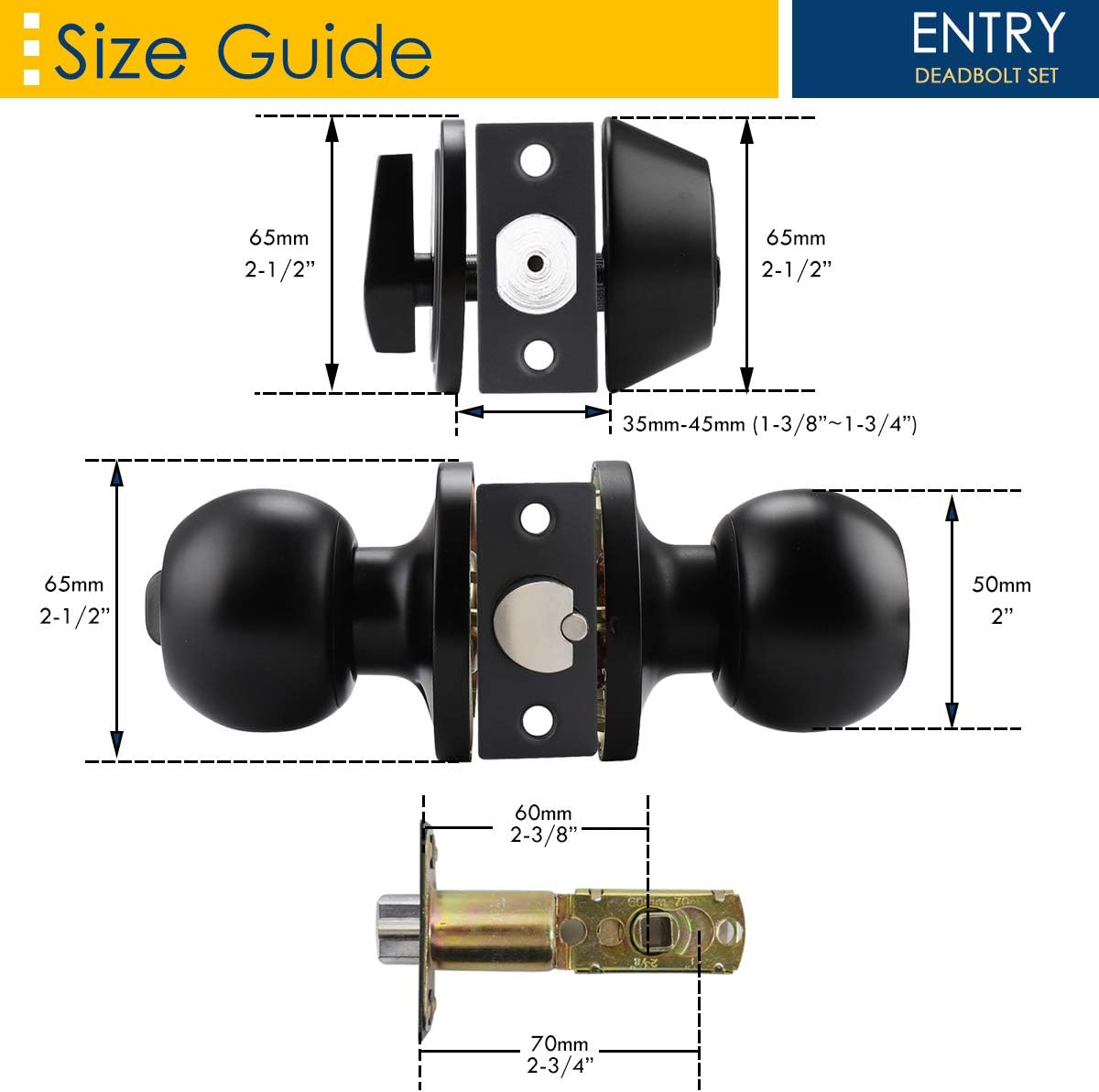 4-Piece Exterior Door Lock Set with 4 Knobs and 4 Deadbolts Flat Black Keyed Alike