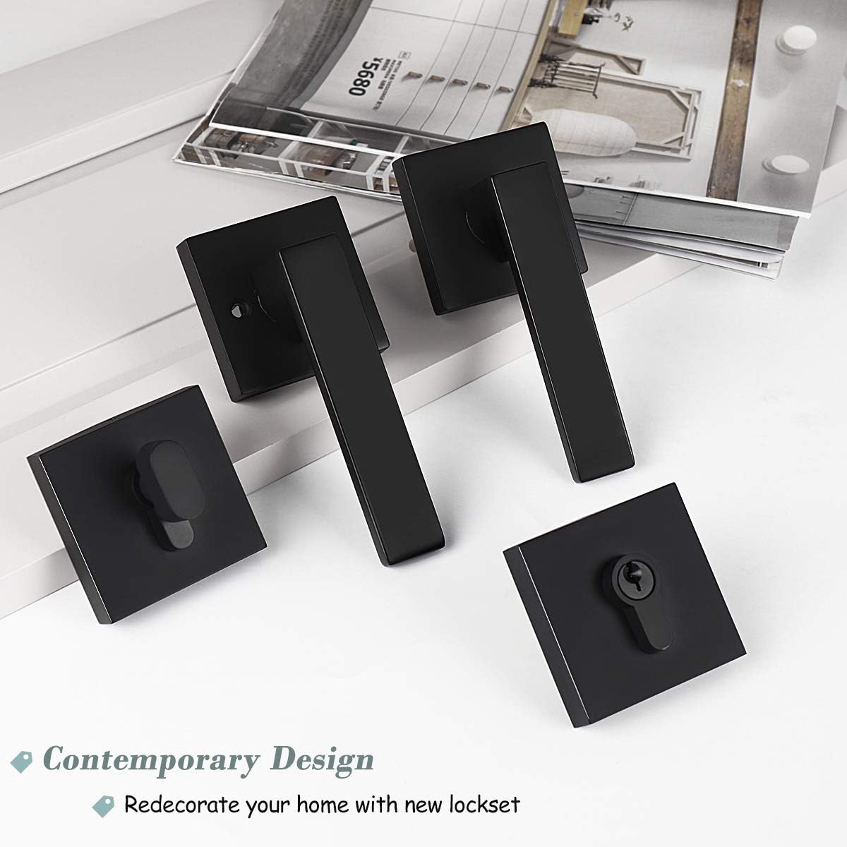 Brotima 4-Pack Keyed Entry Door Lock Set Matte Black For Bedroom Front Door