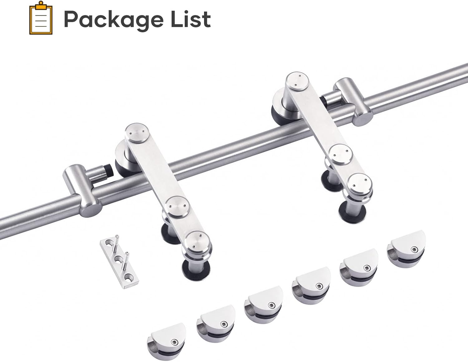 EaseLife 8 FT Stainless Steel Sliding Barn Door Track Kit Heavy Duty Anti-Rust Slide Smoothly Quietly Easy Install