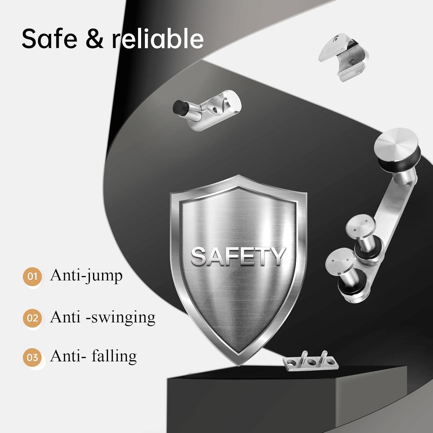 EaseLife 8 FT Stainless Steel Sliding Barn Door Track Kit Heavy Duty Anti-Rust Slide Smoothly Quietly Easy Install