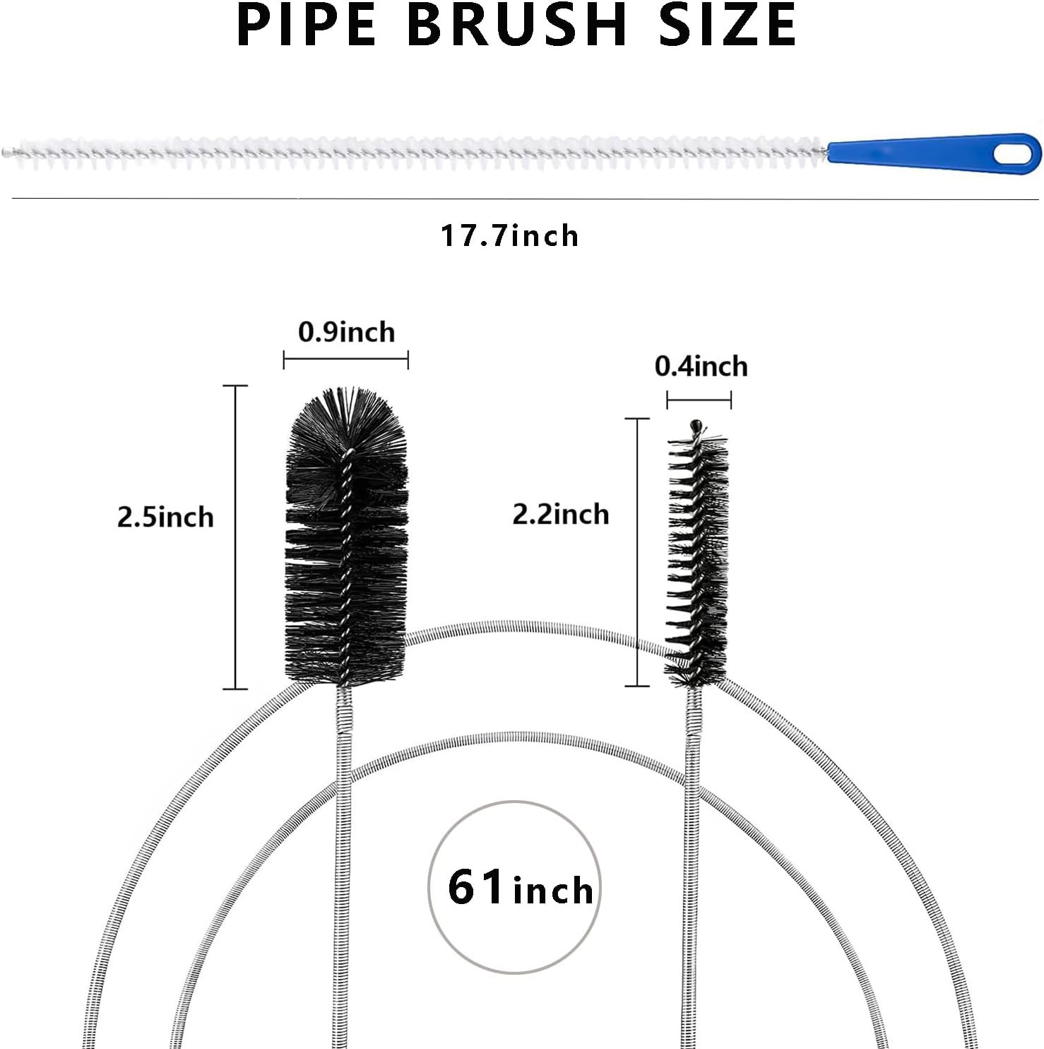 Adove Flexible 61 and 177 Drain Brush Drain Unblocker for Curved Pipes and Small Holes