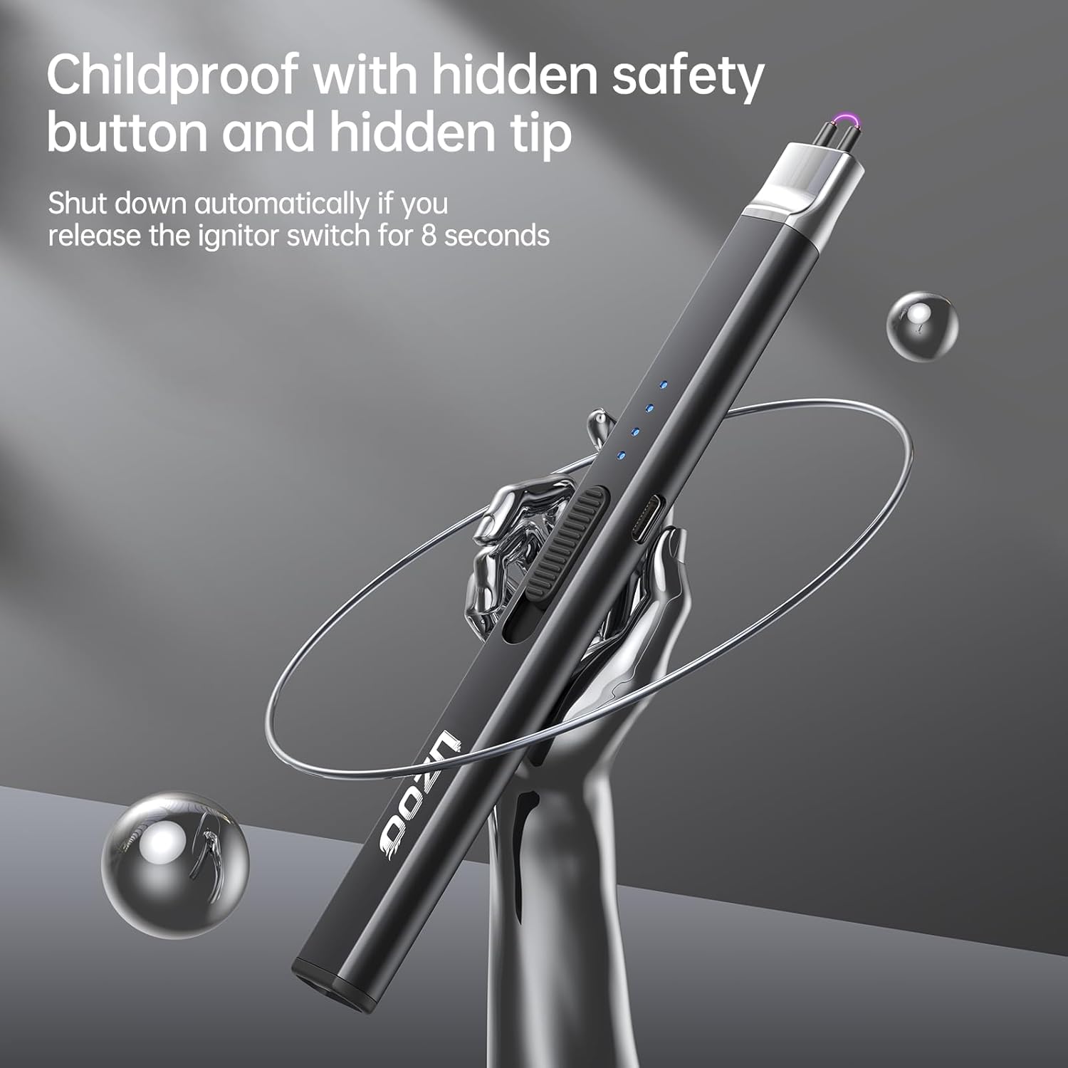 Rechargeable Candle Lighters with LED Display 360 Rotation for Camping BBQ Home Use