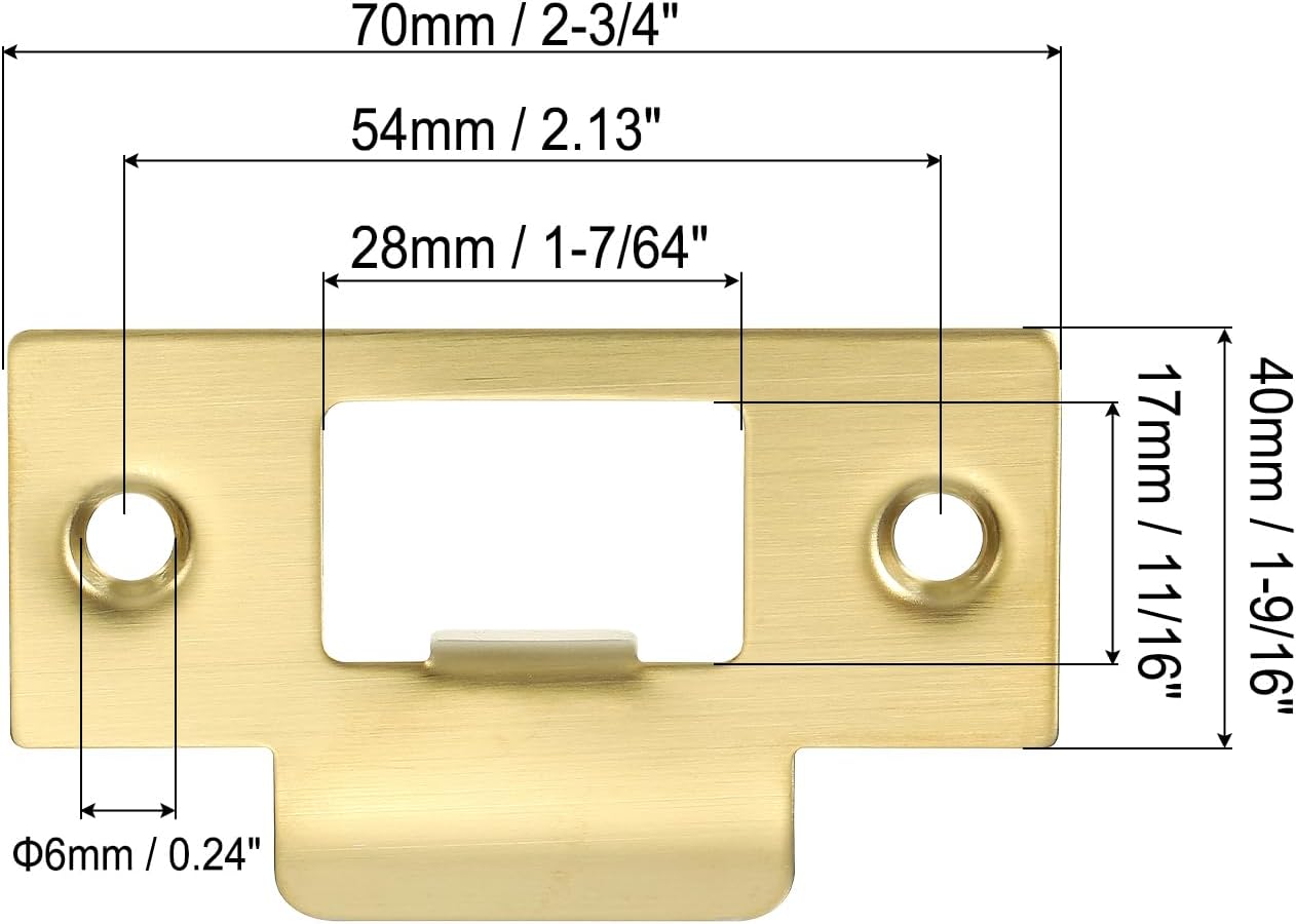 TruePLATEPATIKIL 2-34 Sant-Stainless Steel Door Lock Strike PlateInteriorExterior Door UseGold