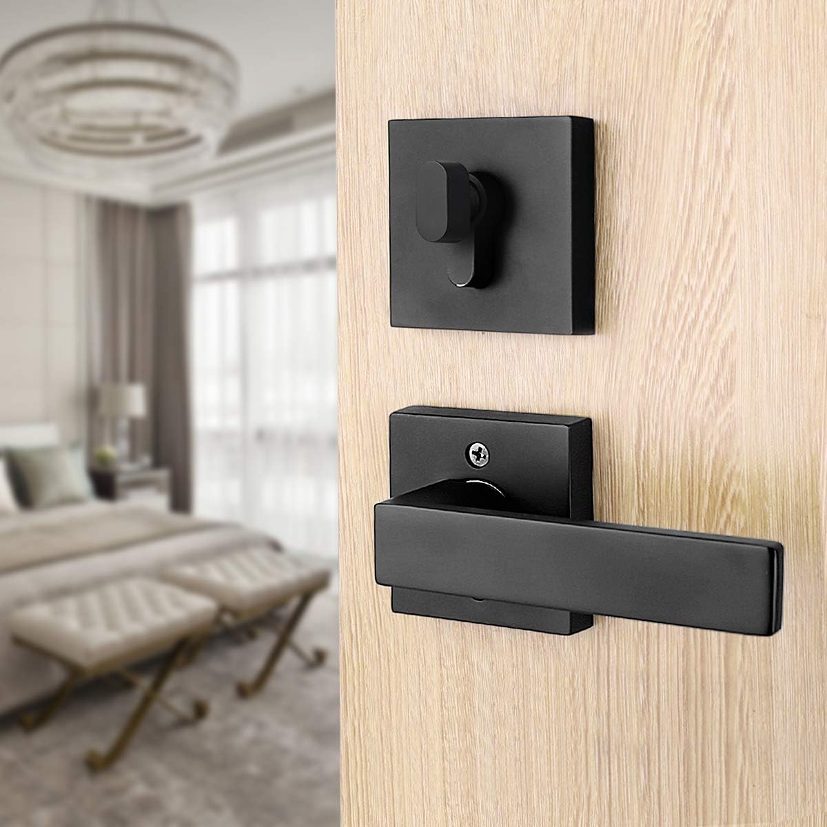Brotima 4-Pack Keyed Entry Door Lock Set Matte Black For Bedroom Front Door