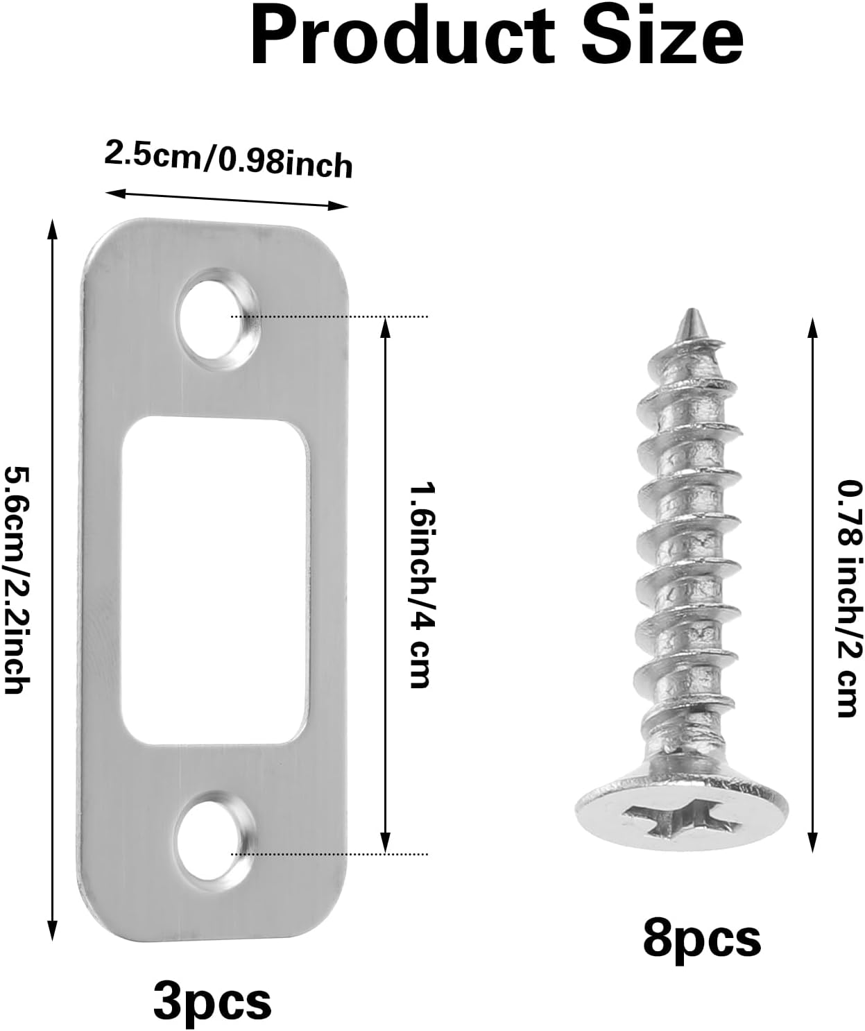 Sturdy 3-Pack Door Strike Plate Set - Stainless Steel for Durable Door Replacement