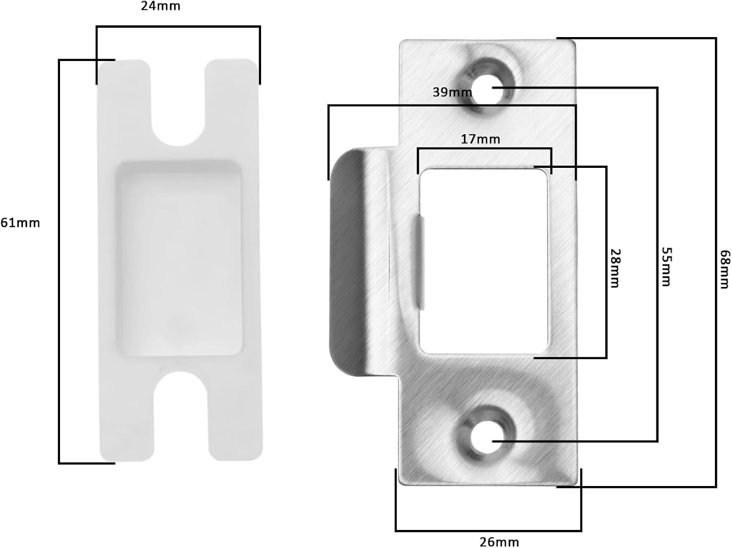 eMagTech 5 Set Door Strike Plate Kit with Dust Box for Wooden Doors