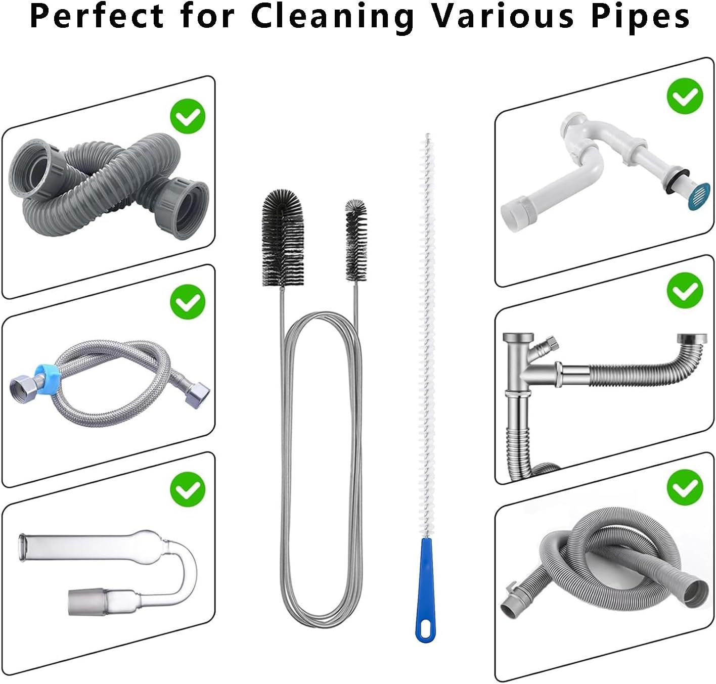 Adove Flexible 61 and 177 Drain Brush Drain Unblocker for Curved Pipes and Small Holes