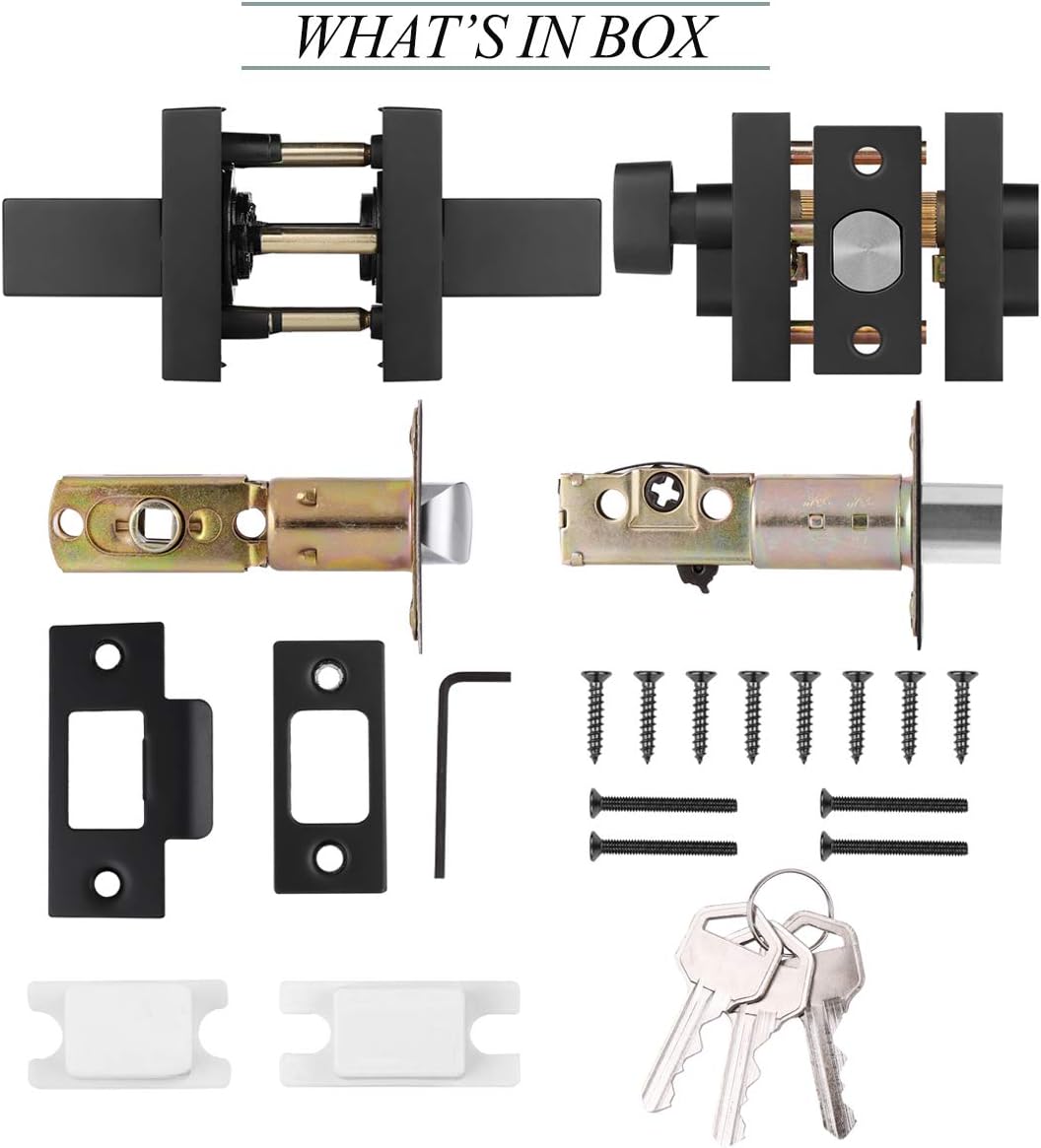 Brotima 4-Pack Keyed Entry Door Lock Set Matte Black For Bedroom Front Door