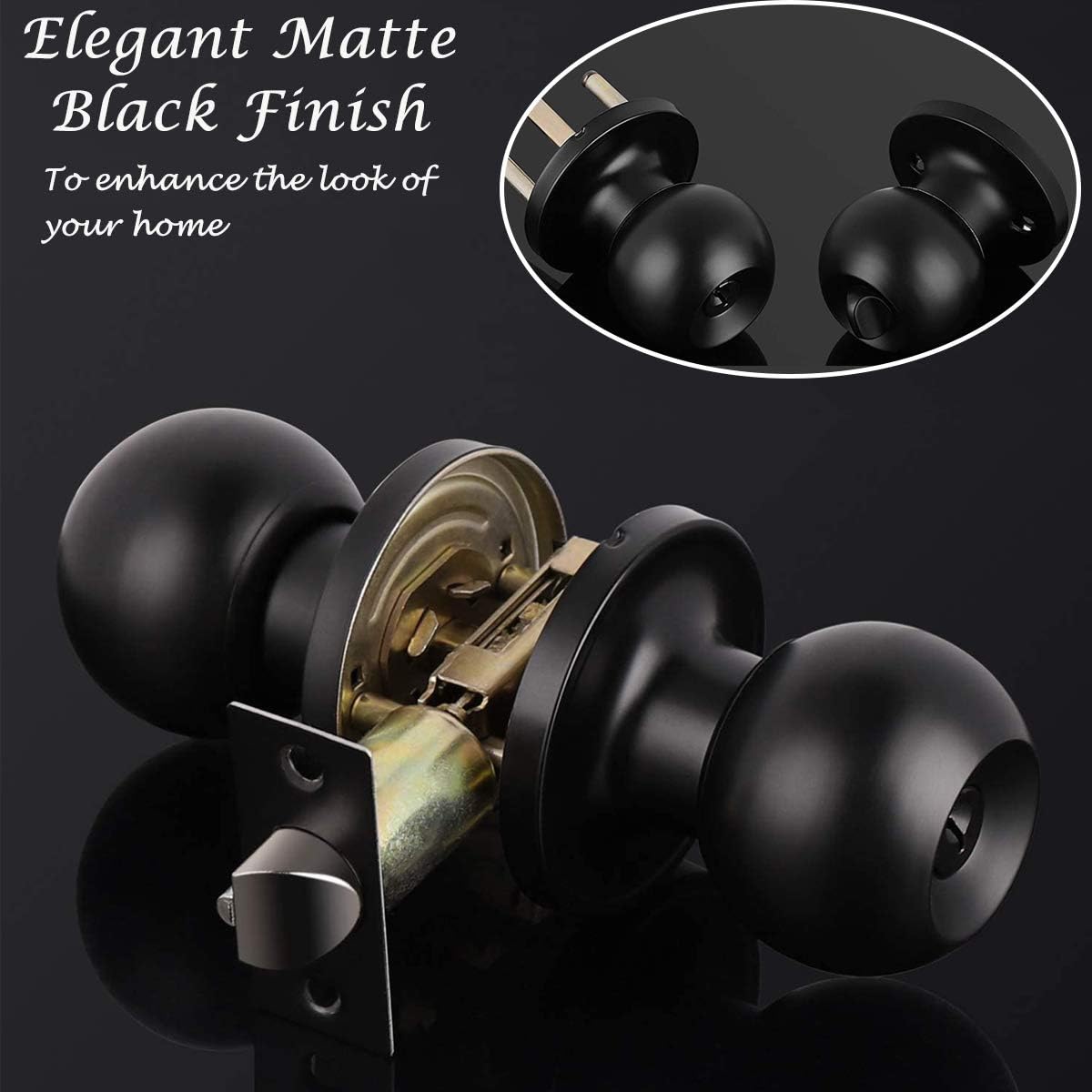 4-Piece Exterior Door Lock Set with 4 Knobs and 4 Deadbolts Flat Black Keyed Alike