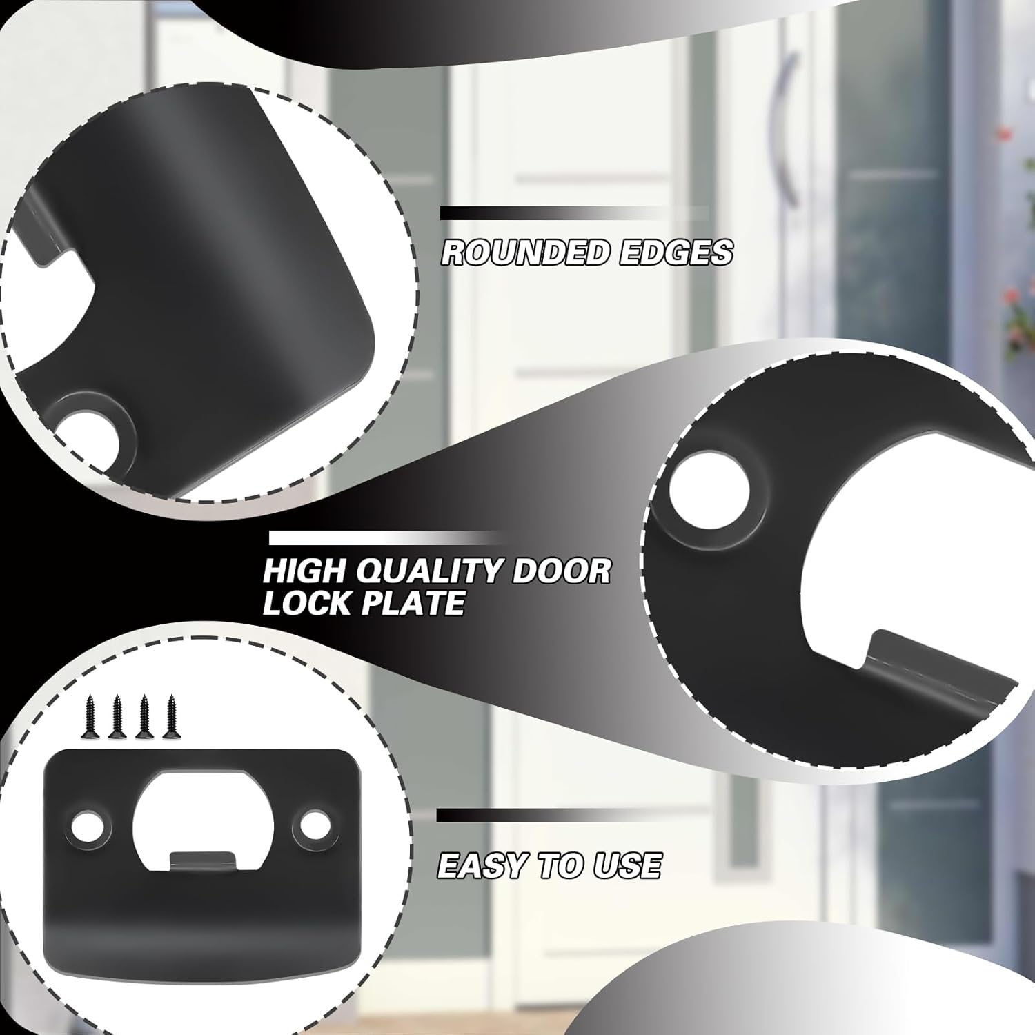 8 Pcs Door Strike Plate - Premium Stainless Steel Easy to Install Durable Door Lock Plate for Exterior Doors