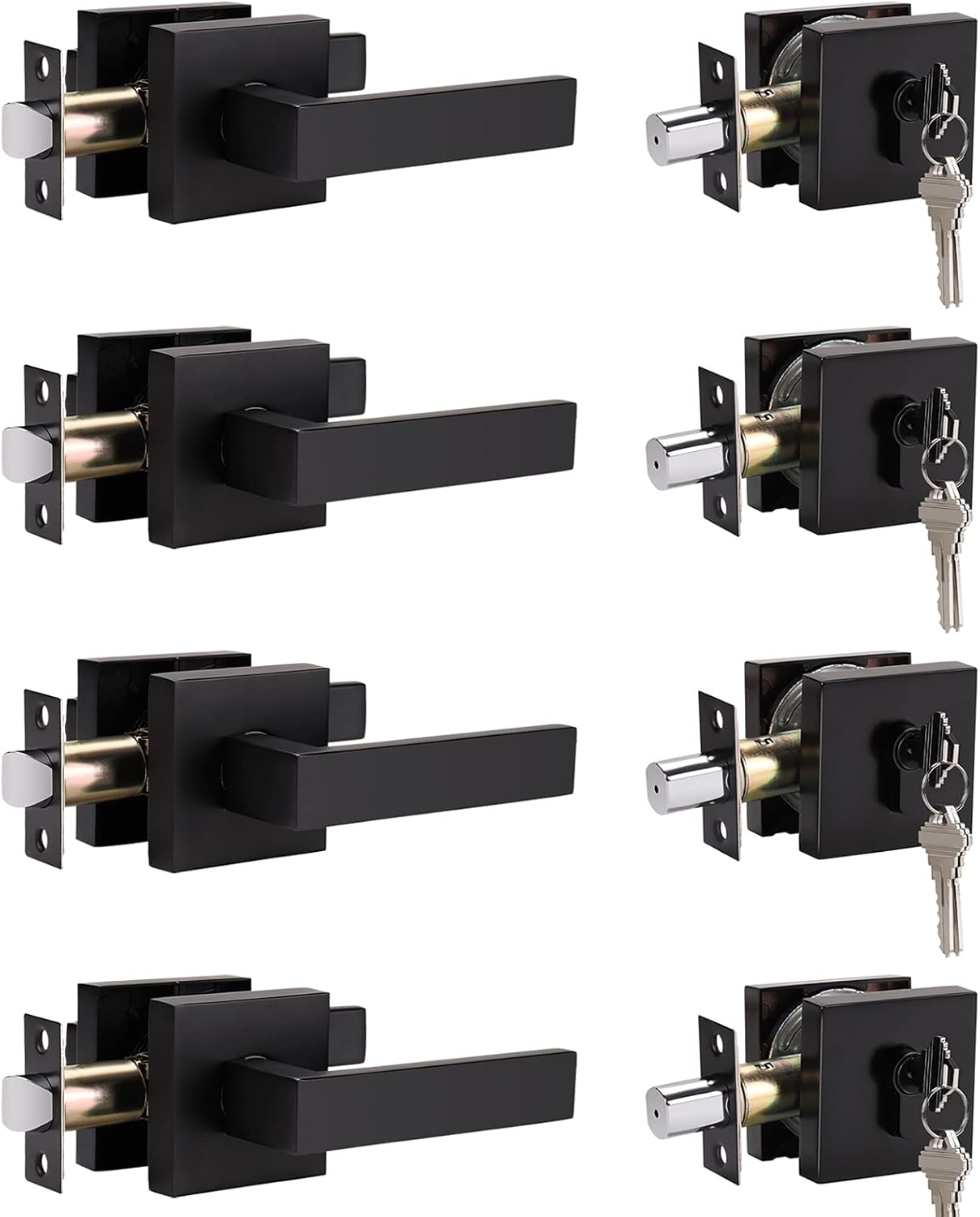 Brotima 4-Pack Keyed Entry Door Lock Set Matte Black For Bedroom Front Door