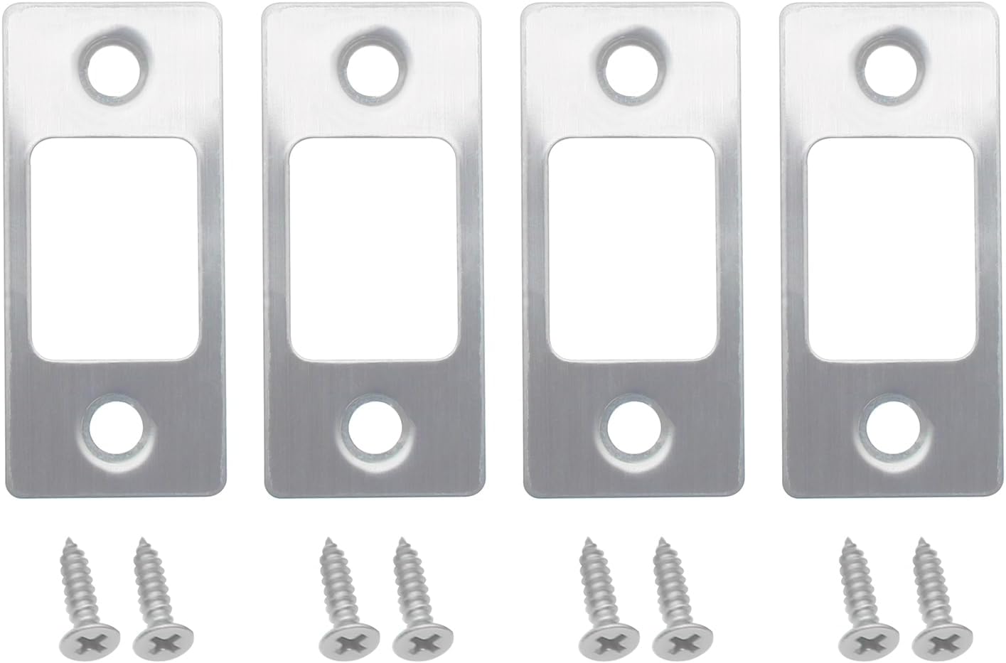 Sturdy 4 Pcs Stainless Steel Deadbolt Strike Plate Expansion for Exterior Doors