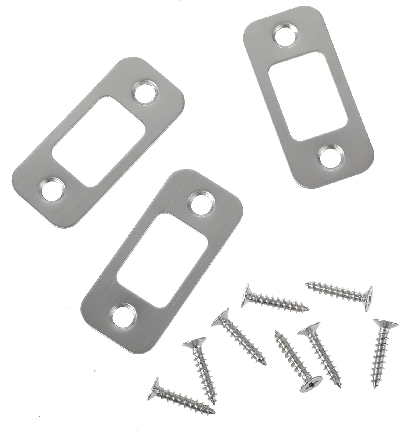 Sturdy 3-Pack Door Strike Plate Set - Stainless Steel for Durable Door Replacement