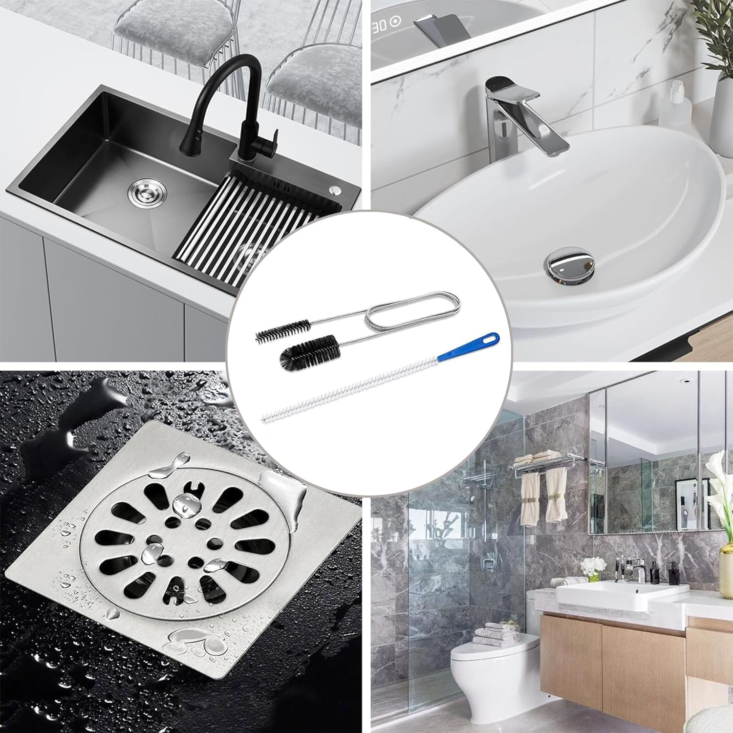 Adove Flexible 61 and 177 Drain Brush Drain Unblocker for Curved Pipes and Small Holes