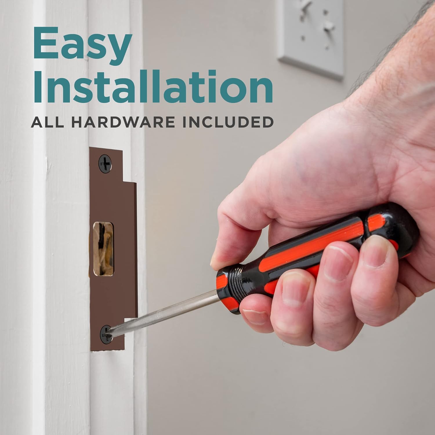 NYCO Universal Door Strike Plate - Easy to Install Deadbolt Plate with Dark Bronze Finish