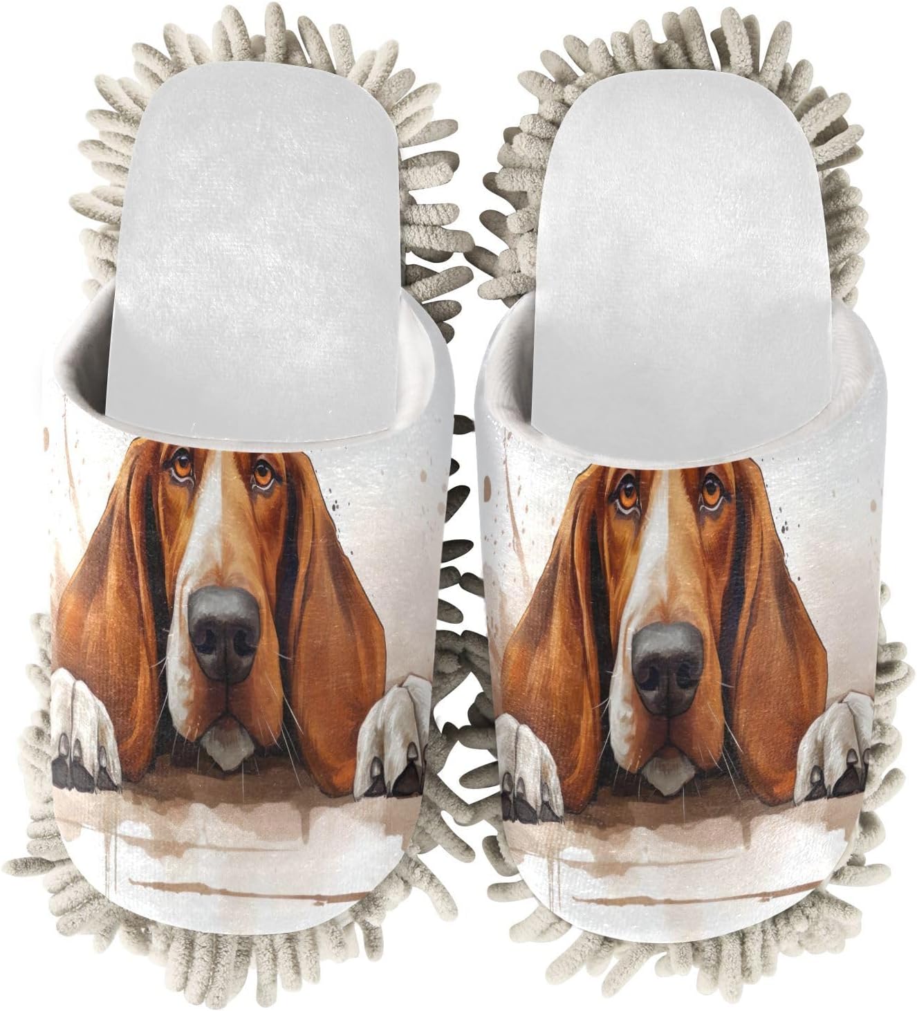 White Watercolor Red Hound Slippers for Easy Mopping Cozy Eco-Friendly