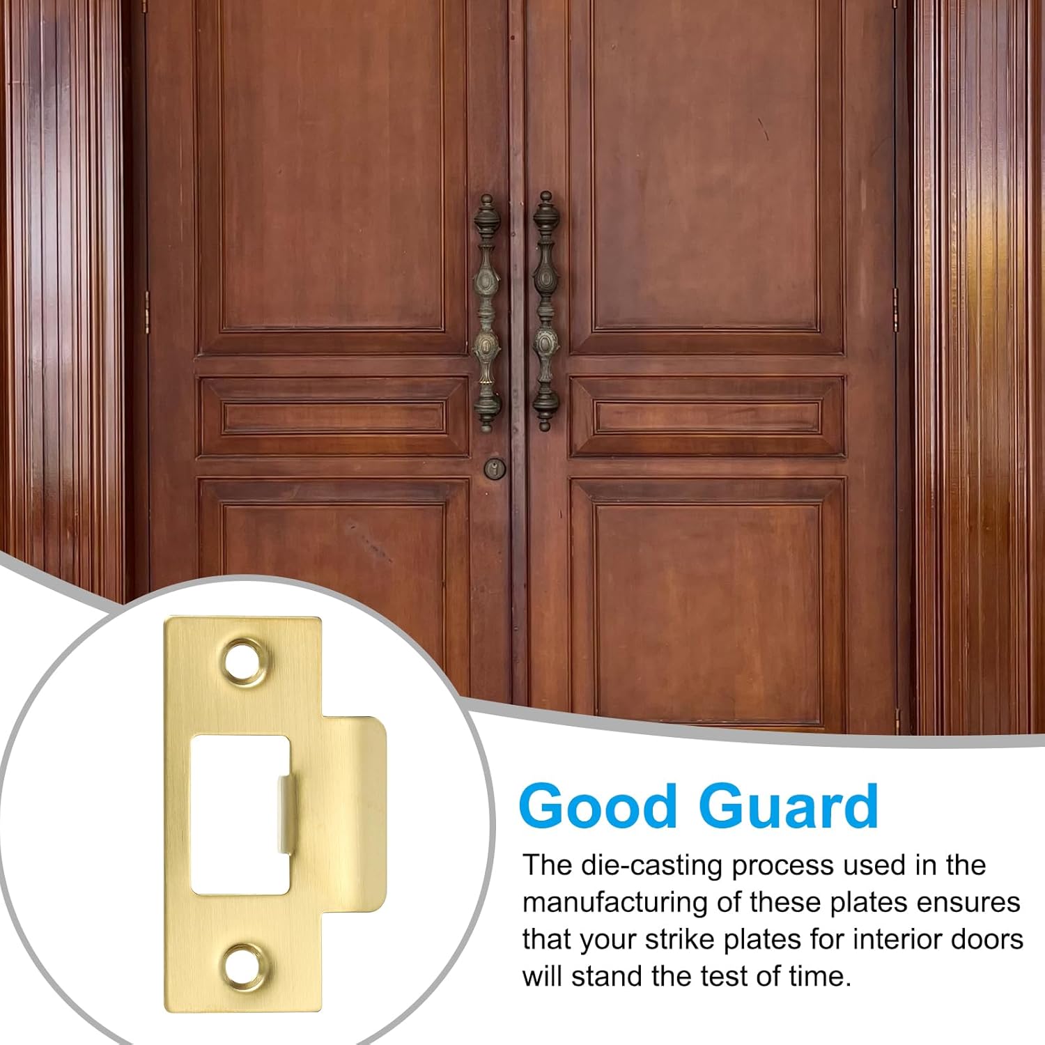 TruePLATEPATIKIL 2-34 Sant-Stainless Steel Door Lock Strike PlateInteriorExterior Door UseGold