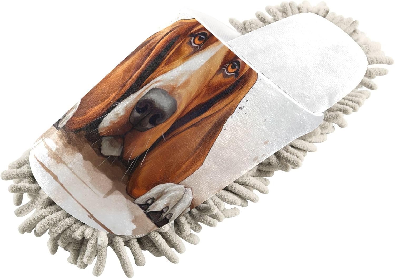 White Watercolor Red Hound Slippers for Easy Mopping Cozy Eco-Friendly