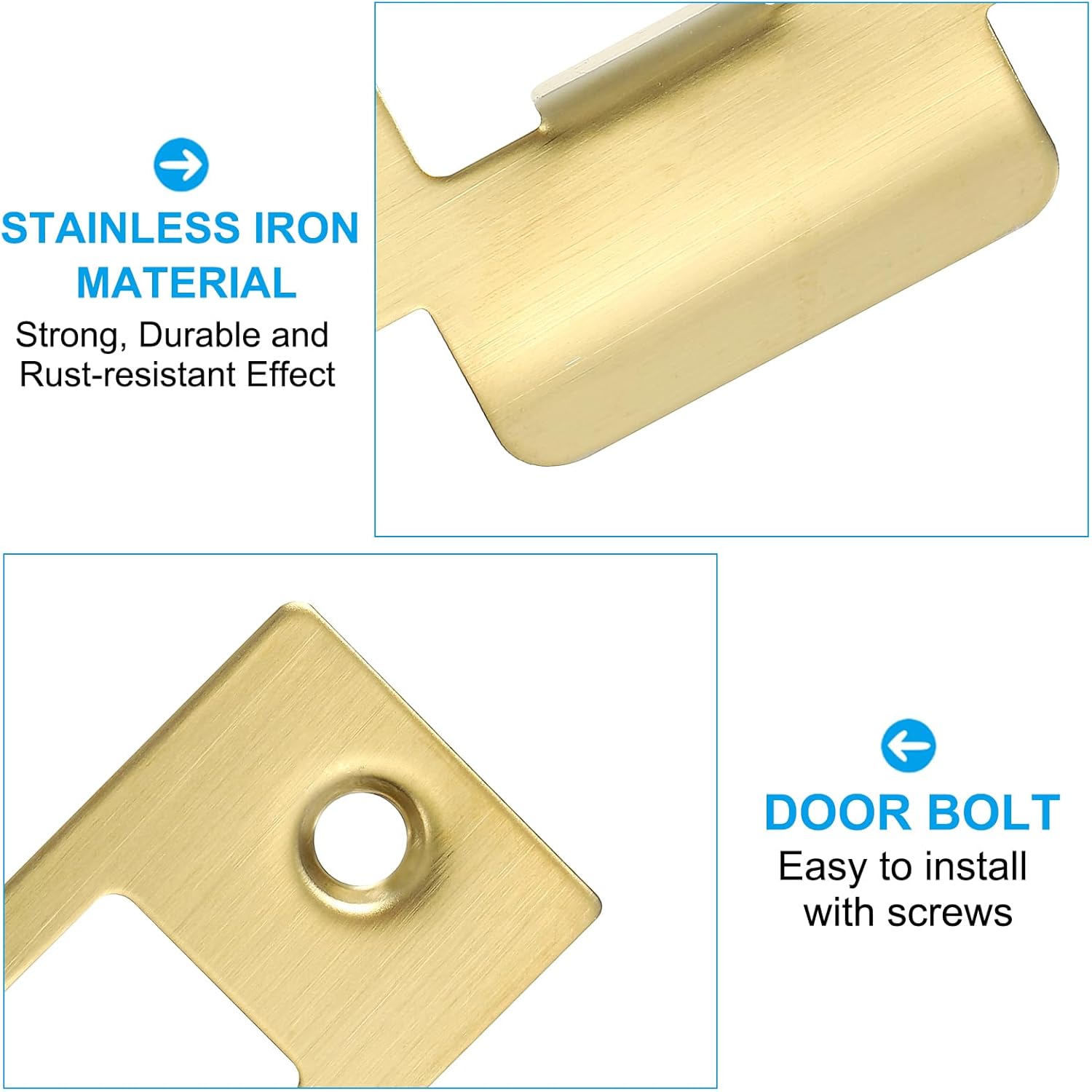 TruePLATEPATIKIL 2-34 Sant-Stainless Steel Door Lock Strike PlateInteriorExterior Door UseGold