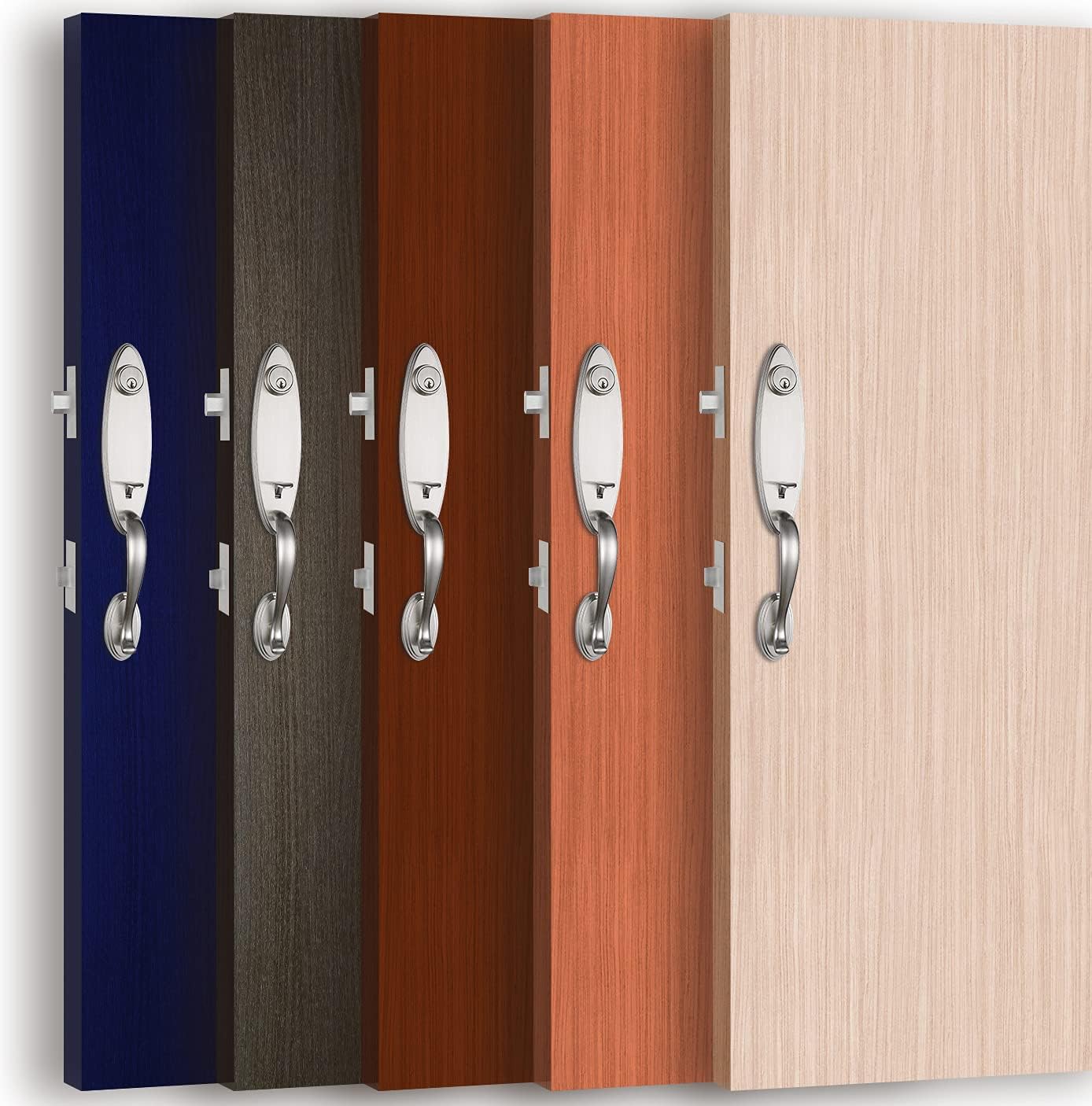 Premium SATIN NICKEL Front Door Handle Set with Reversible Knobs for Modern Doors