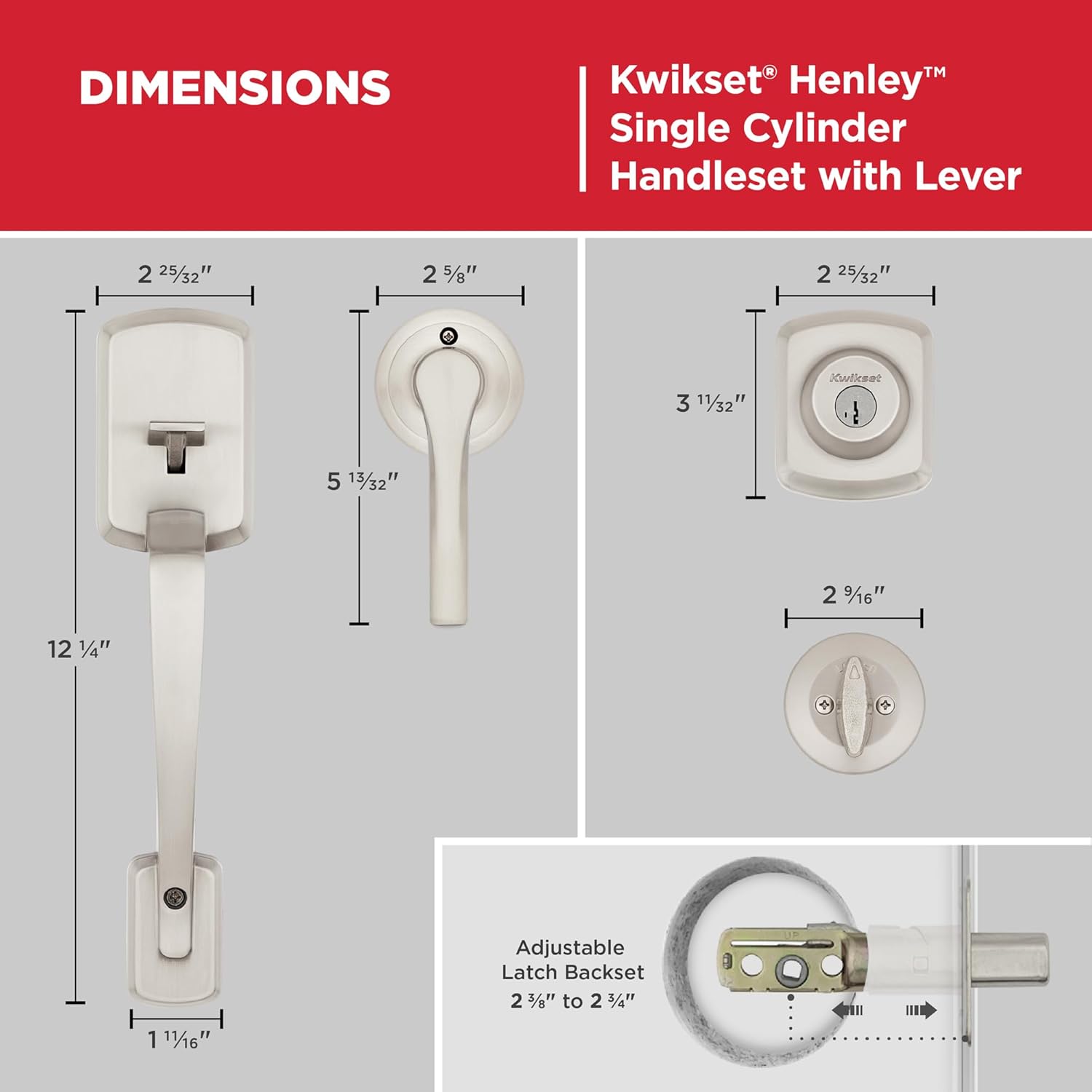 Kwikset Henley Front Door Lock Handle and Deadbolt Set - Smart Key Security Durable with Microban Protection