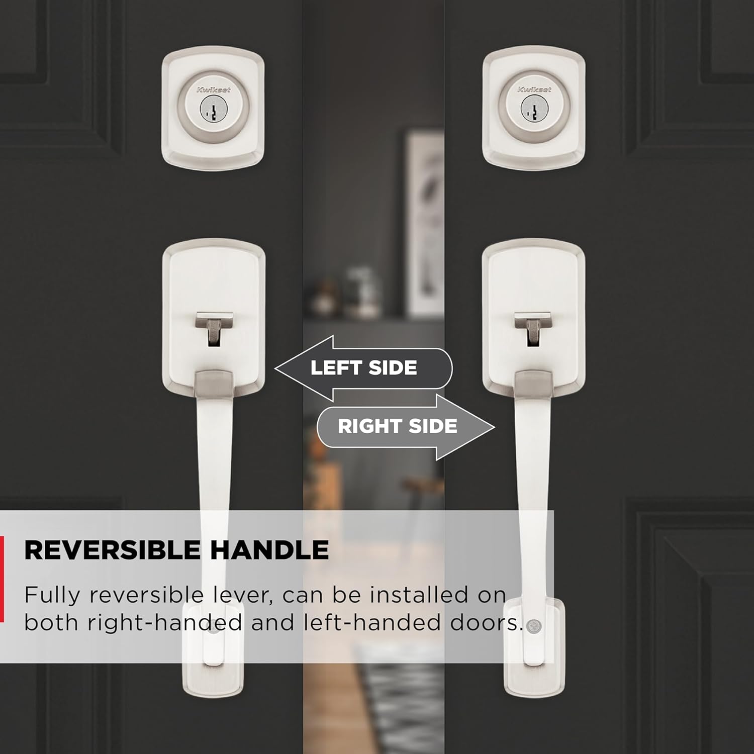 Kwikset Henley Front Door Lock Handle and Deadbolt Set - Smart Key Security Durable with Microban Protection