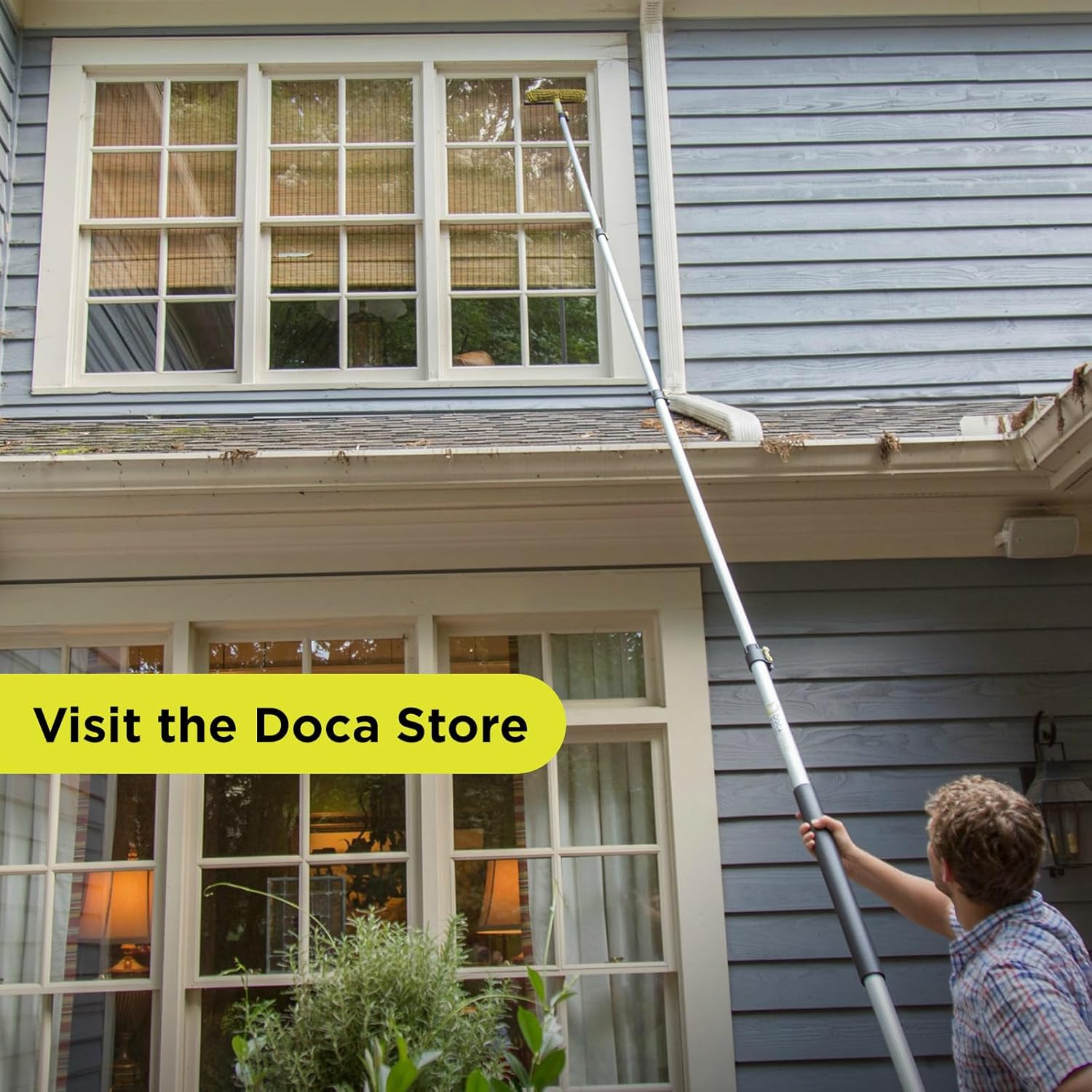DOCAZOO5-12 Ft Telescoping Window Squeegee Kit Extendable Window Cleaning Tool for IndoorOutdoor Use
