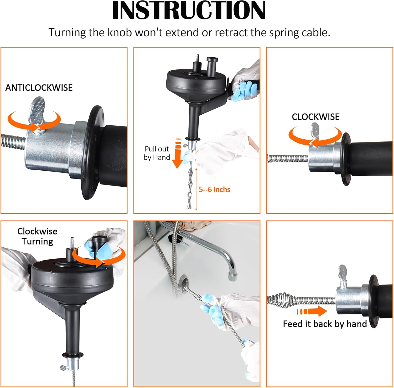 Professional Drain Snag Eco-Friendly 33ft Spring Steel Drain Auger for Home Commercial Use