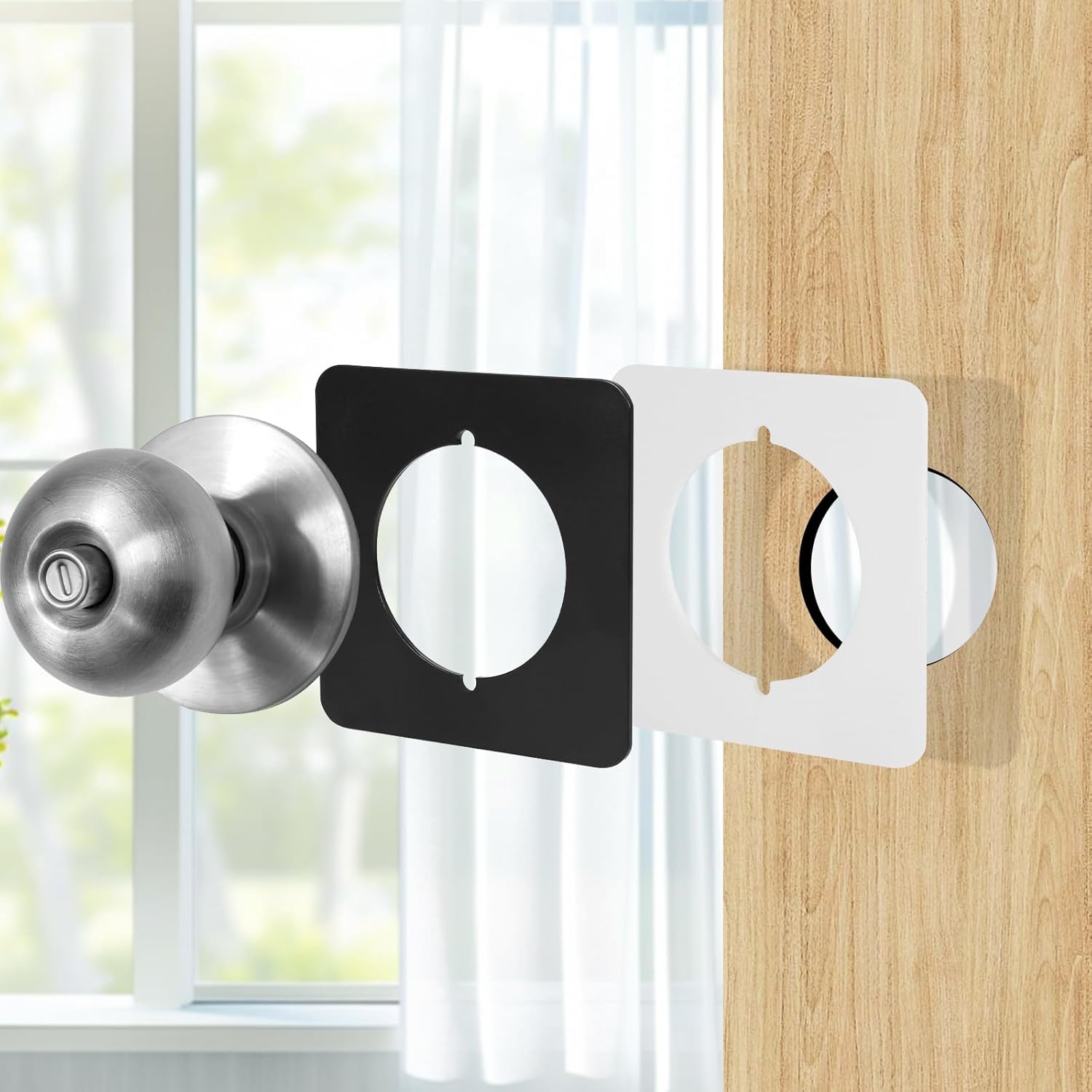 Double-Sided Adhesive Square Changed Door knob cover plate stainless steel for door handle deadbolt