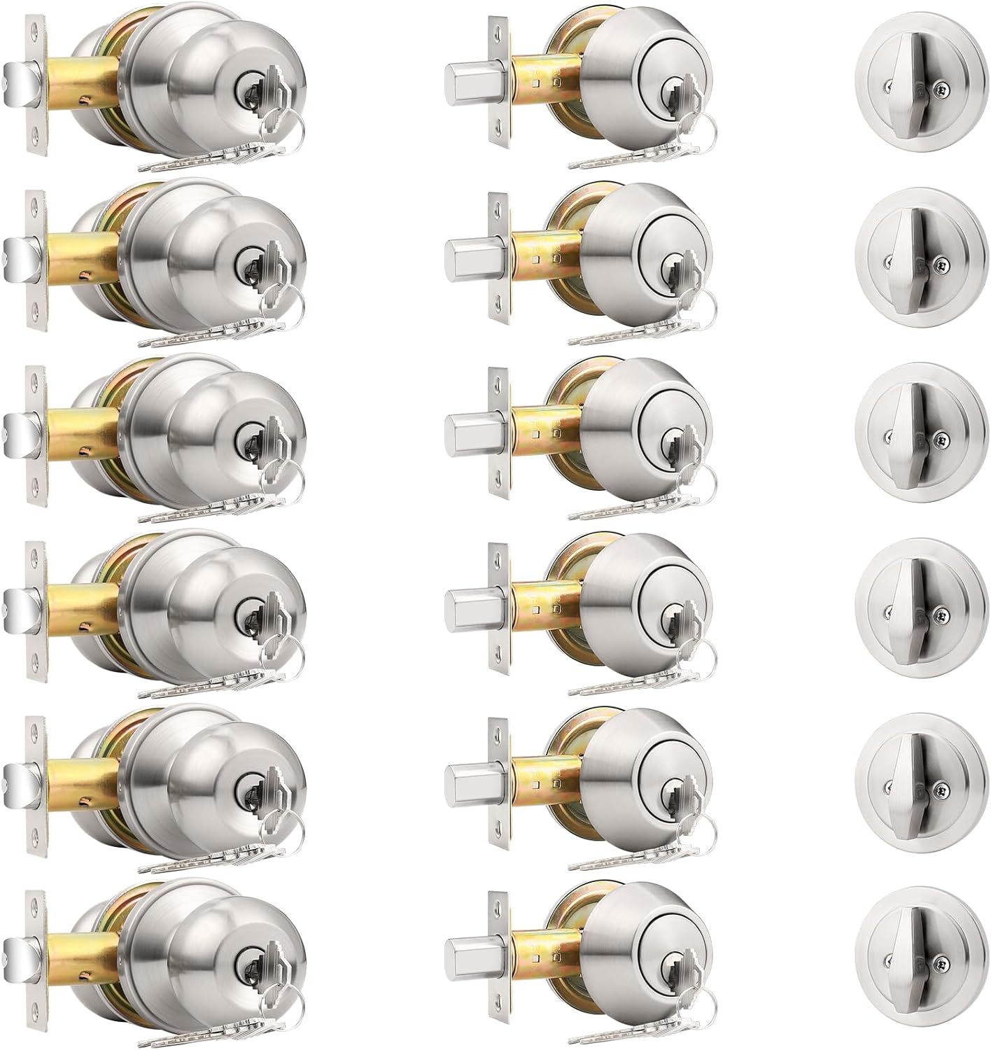 6-Pack Entry Door Knobs Deadbolts Set for Front Doors 12-Lock Set with 36 Keys Easy to Install Secure